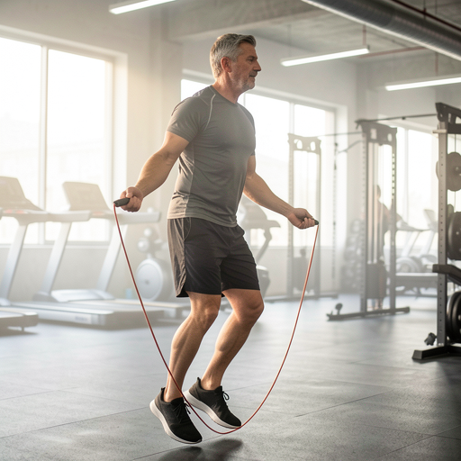 man jumping rope gym